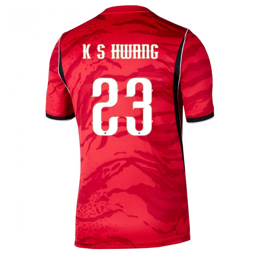 ילדים דרום קוריאה Seok-Ki Hwang #23 אדום לבן שחור ג'רזי ביתית 26-28 חולצה קצרה