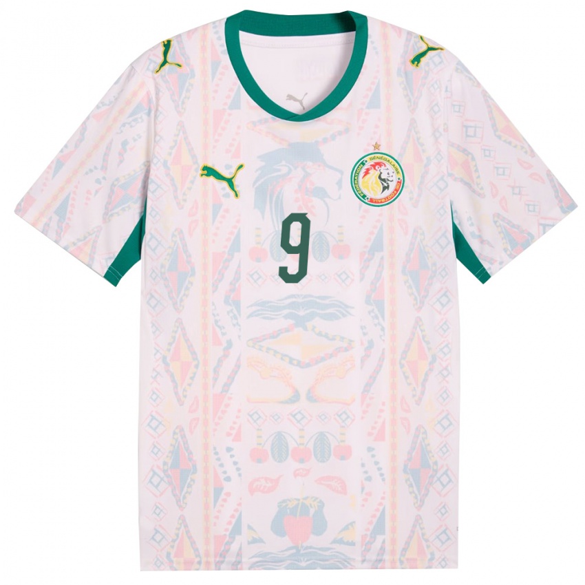 ילדים סנגל Ibrahima Dieng #9 לבן ירוק צהוב ג'רזי ביתית 26-28 חולצה קצרה