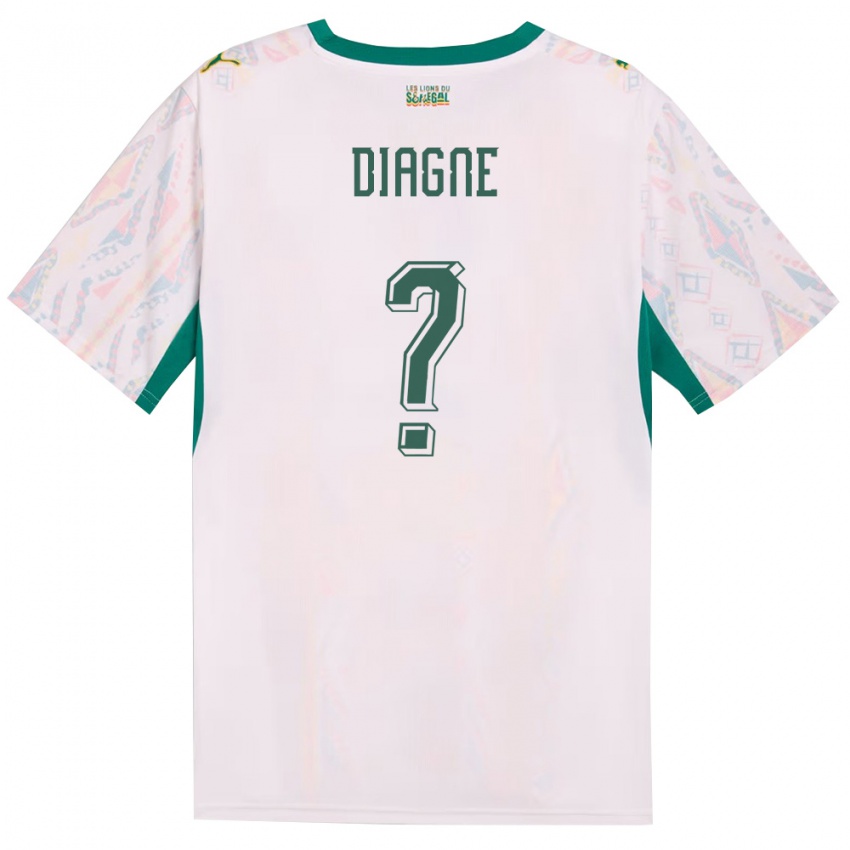 ילדים סנגל Meleye Diagne #0 לבן ירוק צהוב ג'רזי ביתית 26-28 חולצה קצרה