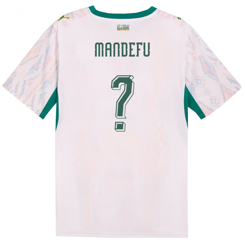 ילדים סנגל איברהים מנדפו #0 לבן ירוק צהוב ג'רזי ביתית 26-28 חולצה קצרה