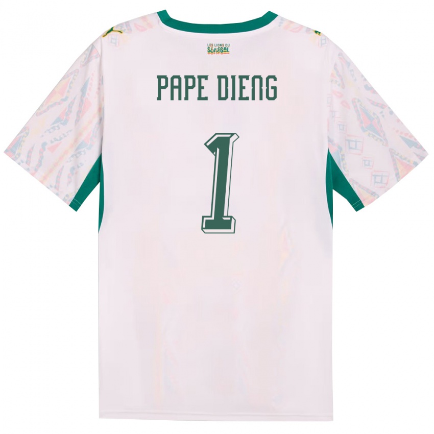 ילדים סנגל פאפה דיאנג #1 לבן ירוק צהוב ג'רזי ביתית 26-28 חולצה קצרה