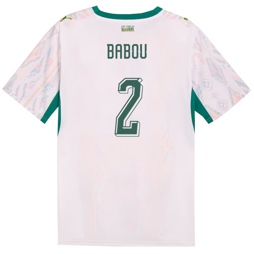 ילדים סנגל מרים באבו #2 לבן ירוק צהוב ג'רזי ביתית 26-28 חולצה קצרה