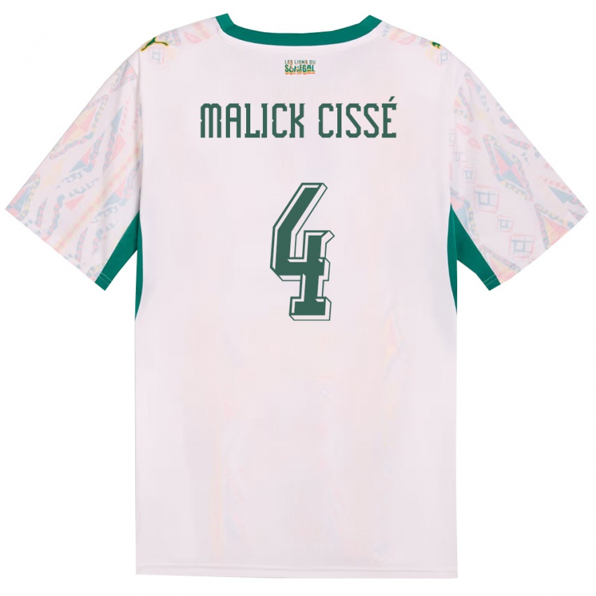 ילדים סנגל מאליק סיסה #4 לבן ירוק צהוב ג'רזי ביתית 26-28 חולצה קצרה