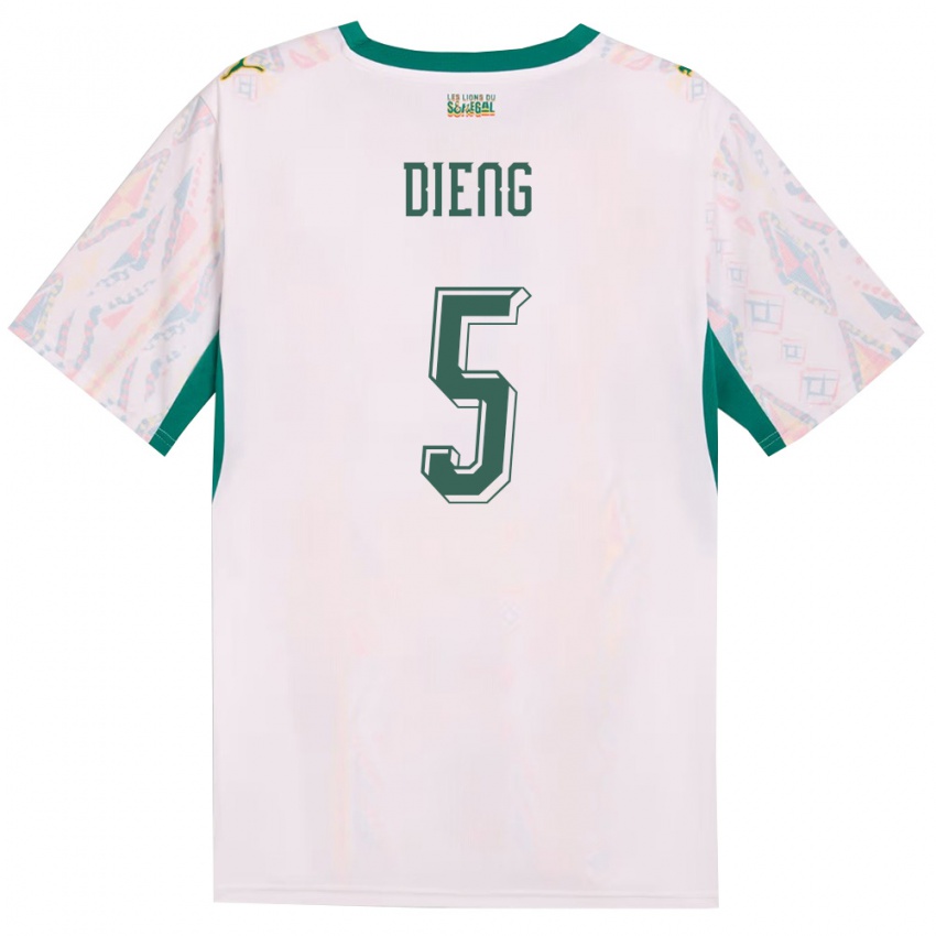 ילדים סנגל Cheikh Dieng #5 לבן ירוק צהוב ג'רזי ביתית 26-28 חולצה קצרה