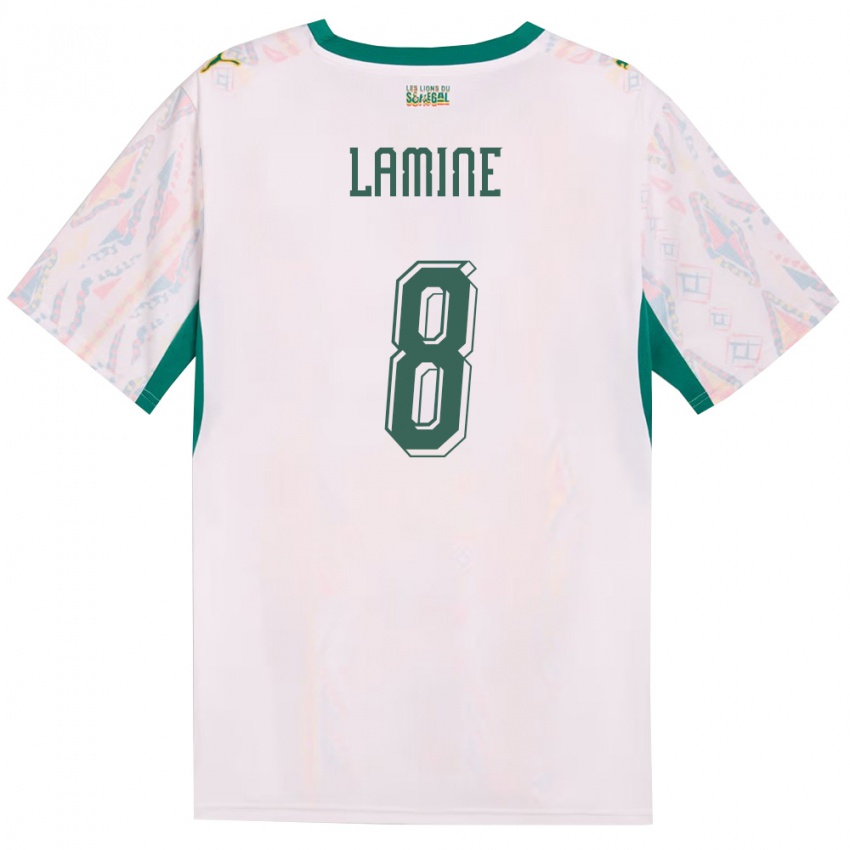 ילדים סנגל למין קמארה #8 לבן ירוק צהוב ג'רזי ביתית 26-28 חולצה קצרה