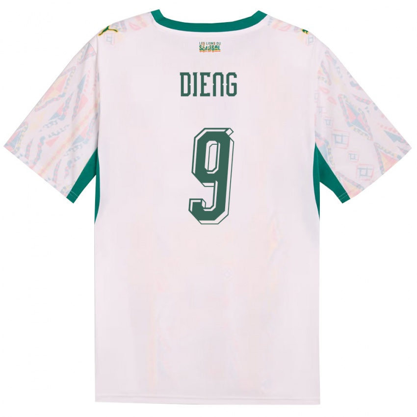 ילדים סנגל Ibrahima Dieng #9 לבן ירוק צהוב ג'רזי ביתית 26-28 חולצה קצרה