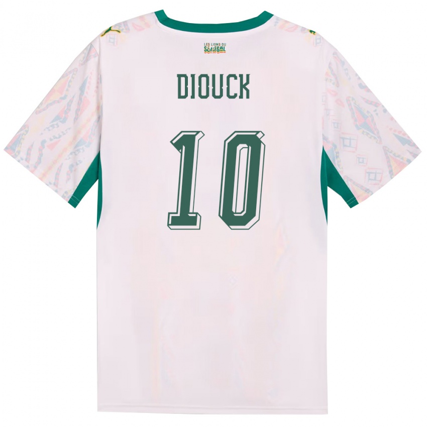 ילדים סנגל Seydi Diouck #10 לבן ירוק צהוב ג'רזי ביתית 26-28 חולצה קצרה