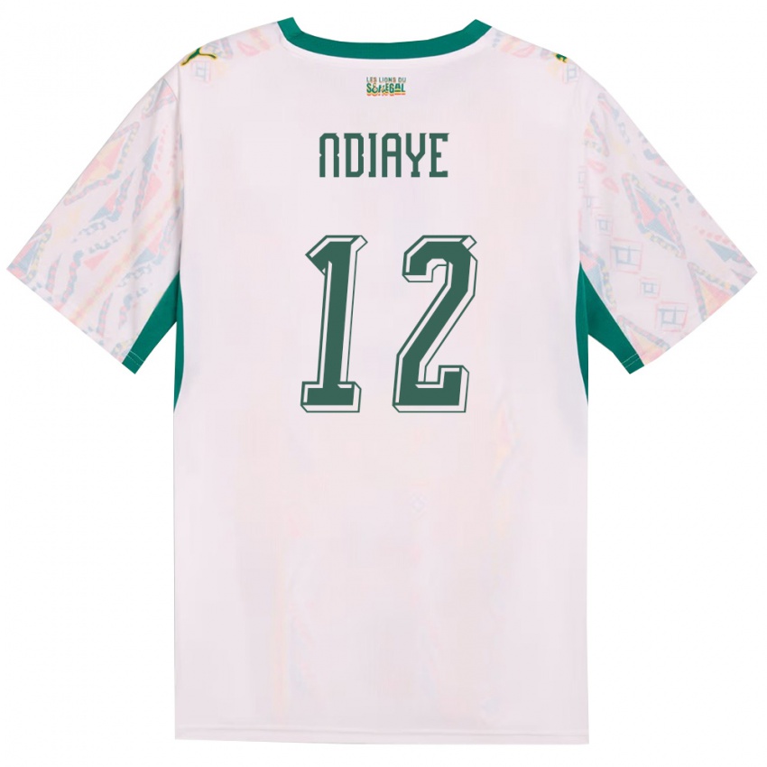 ילדים סנגל Babacar Ndiaye #12 לבן ירוק צהוב ג'רזי ביתית 26-28 חולצה קצרה