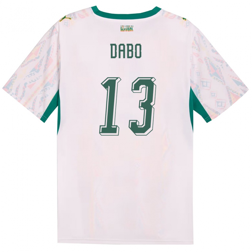 ילדים סנגל מוחמד דאבו #13 לבן ירוק צהוב ג'רזי ביתית 26-28 חולצה קצרה