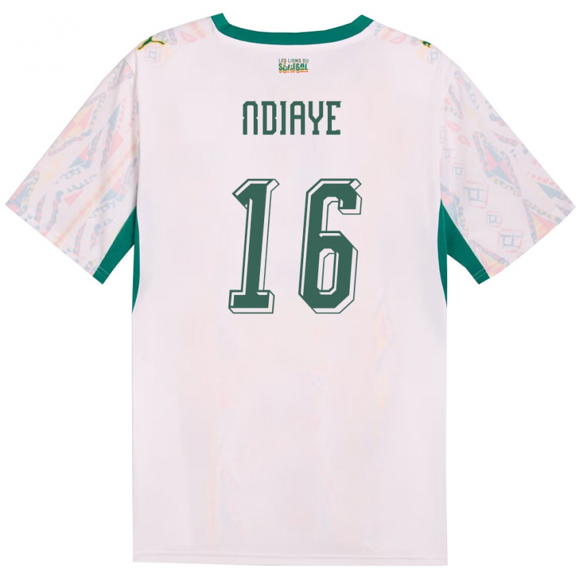 ילדים סנגל מאמור נדייה #16 לבן ירוק צהוב ג'רזי ביתית 26-28 חולצה קצרה