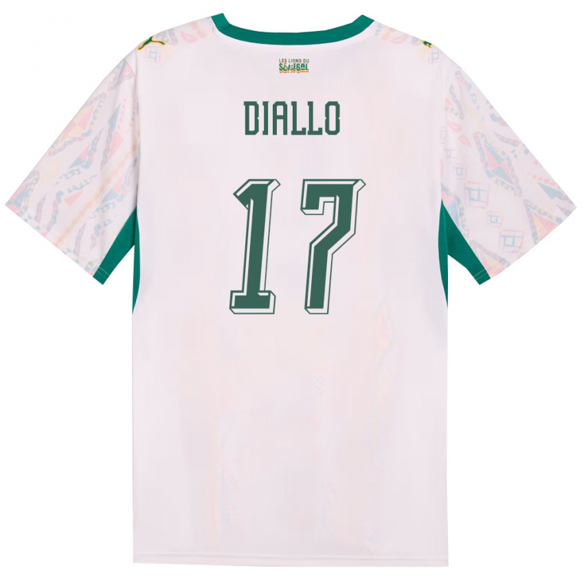 ילדים סנגל איברהימה דיאלו #17 לבן ירוק צהוב ג'רזי ביתית 26-28 חולצה קצרה