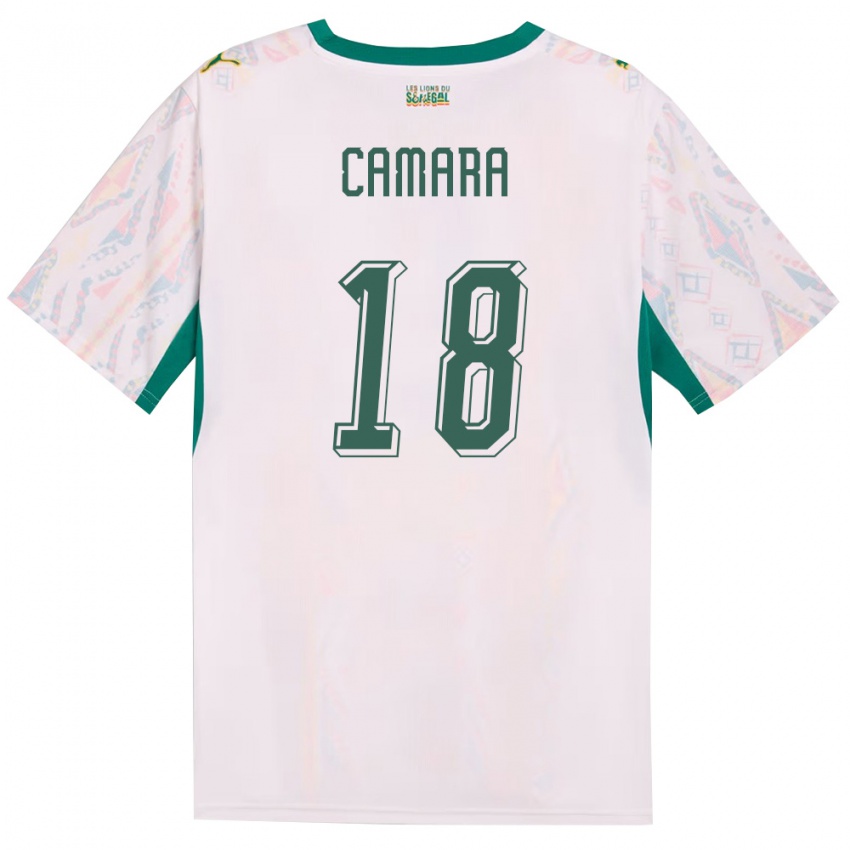 ילדים סנגל מטה קמארה #18 לבן ירוק צהוב ג'רזי ביתית 26-28 חולצה קצרה