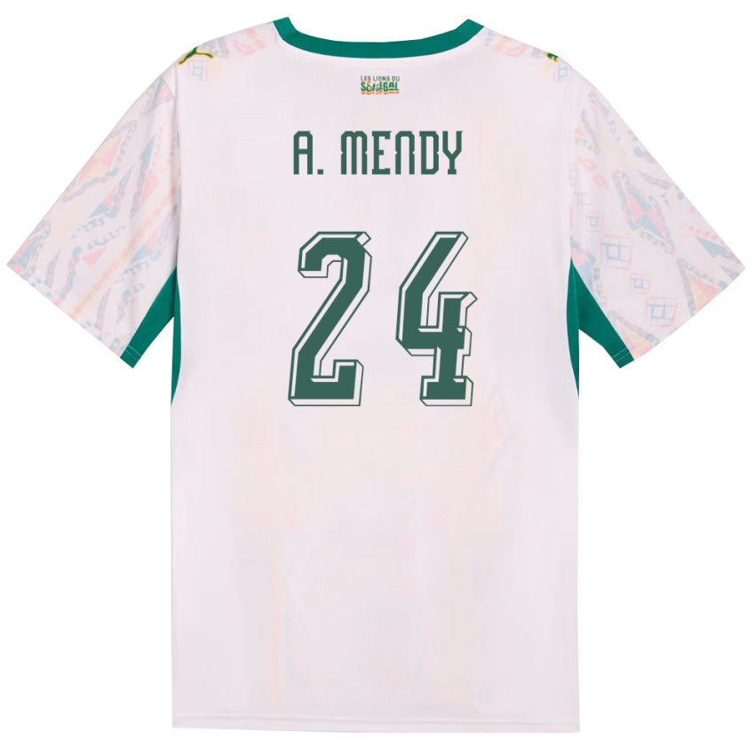 ילדים סנגל אנטואן מנדי #24 לבן ירוק צהוב ג'רזי ביתית 26-28 חולצה קצרה