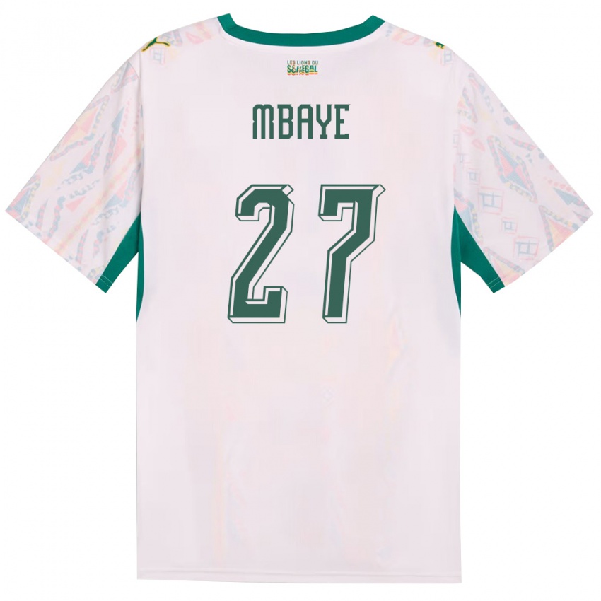 ילדים סנגל איברהים אמבאייה #27 לבן ירוק צהוב ג'רזי ביתית 26-28 חולצה קצרה