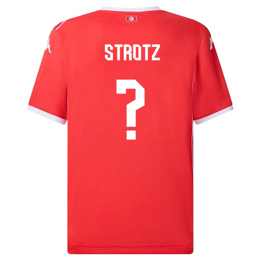 ילדים תוניסיה Noam Strotz #0 אדום לבן ג'רזי ביתית 26-28 חולצה קצרה