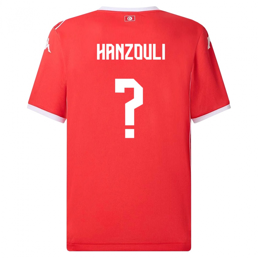 ילדים תוניסיה Oussema Hanzouli #0 אדום לבן ג'רזי ביתית 26-28 חולצה קצרה