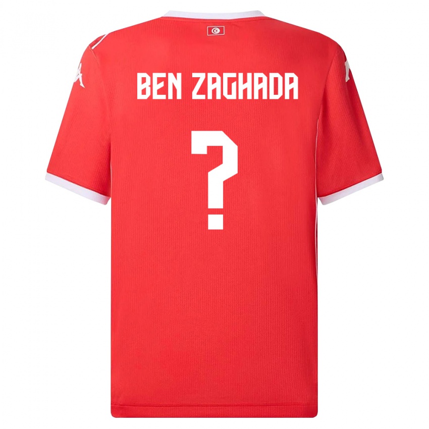 ילדים תוניסיה Mohamed Amine Ben Zaghada #0 אדום לבן ג'רזי ביתית 26-28 חולצה קצרה