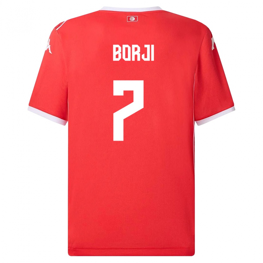 ילדים תוניסיה Adem Borji #7 אדום לבן ג'רזי ביתית 26-28 חולצה קצרה