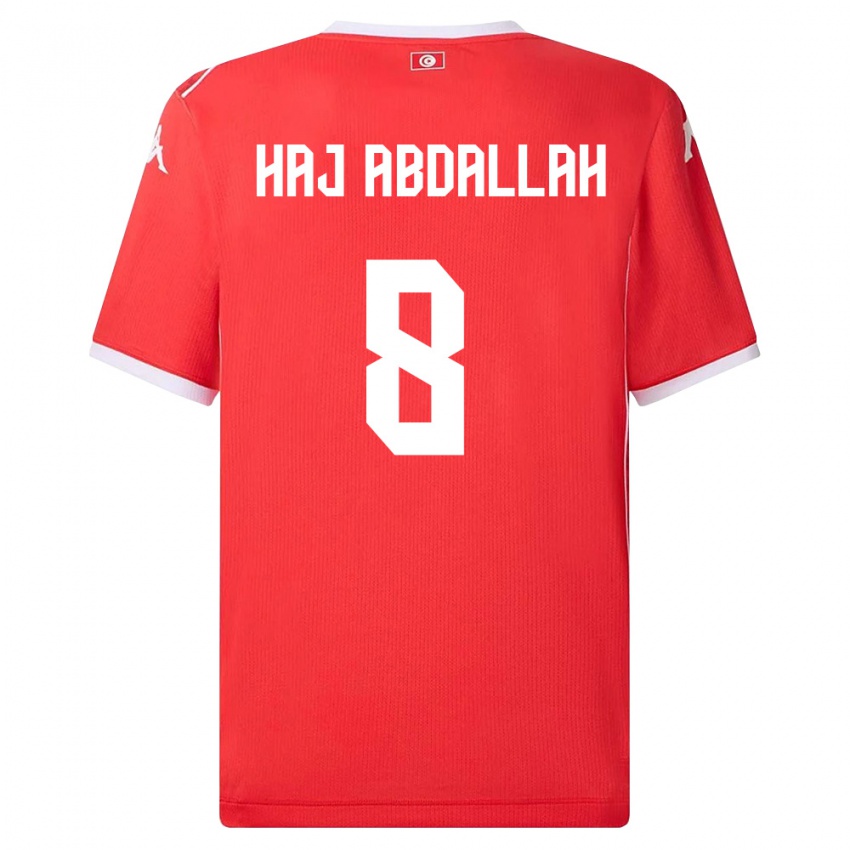 ילדים תוניסיה Saifedine Haj Abdallah #8 אדום לבן ג'רזי ביתית 26-28 חולצה קצרה