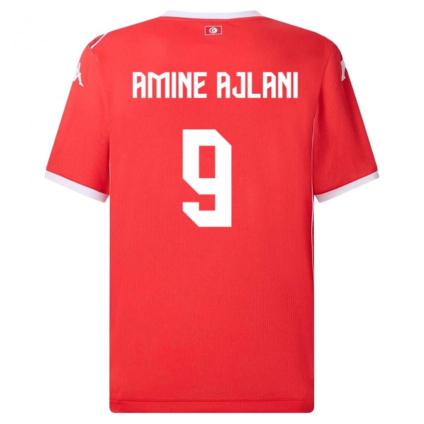 ילדים תוניסיה Mohamed Amine Ajlani #9 אדום לבן ג'רזי ביתית 26-28 חולצה קצרה