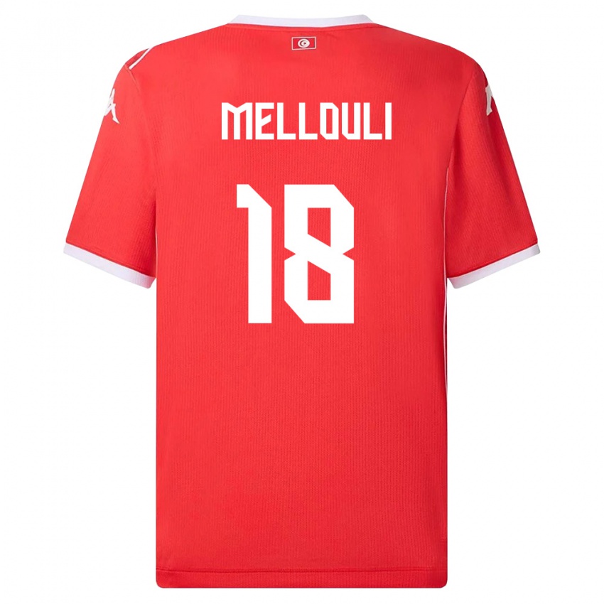 ילדים תוניסיה Taieb Mellouli #18 אדום לבן ג'רזי ביתית 26-28 חולצה קצרה