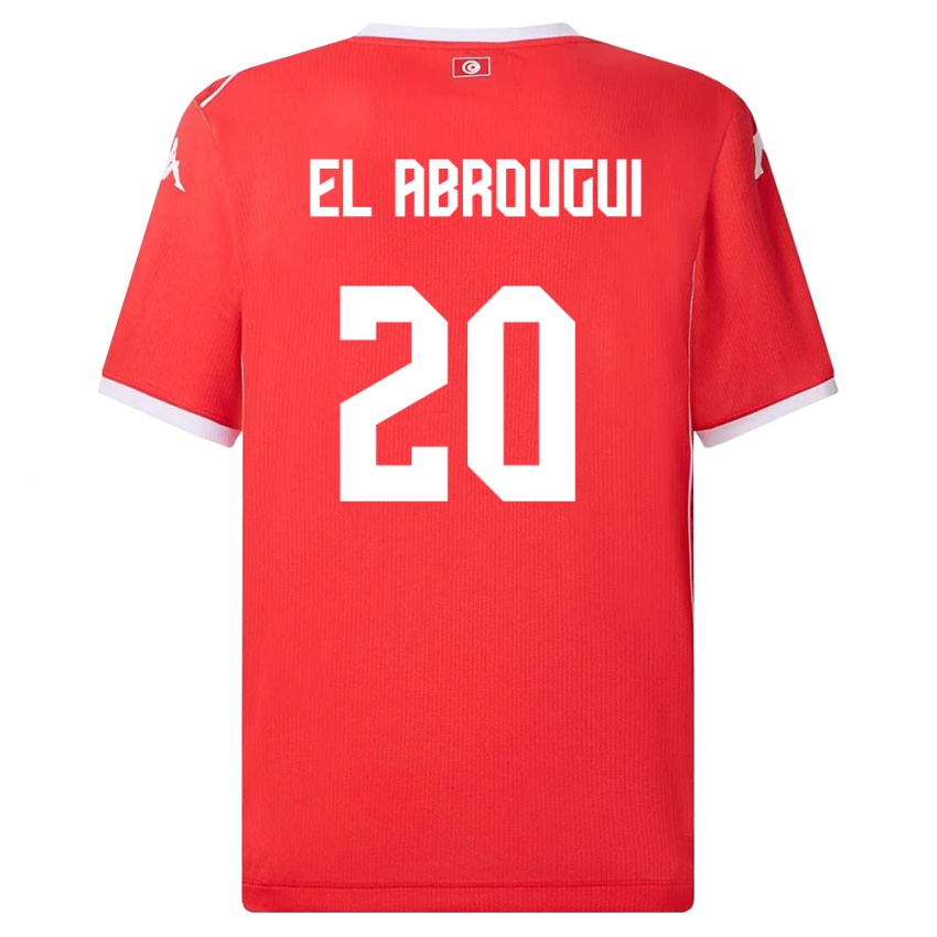 ילדים תוניסיה Wassim El Abrougui #20 אדום לבן ג'רזי ביתית 26-28 חולצה קצרה