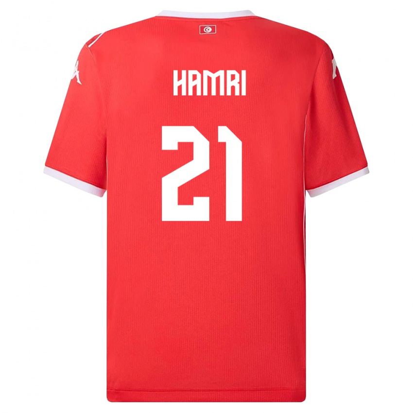 ילדים תוניסיה Rabii Hamri #21 אדום לבן ג'רזי ביתית 26-28 חולצה קצרה