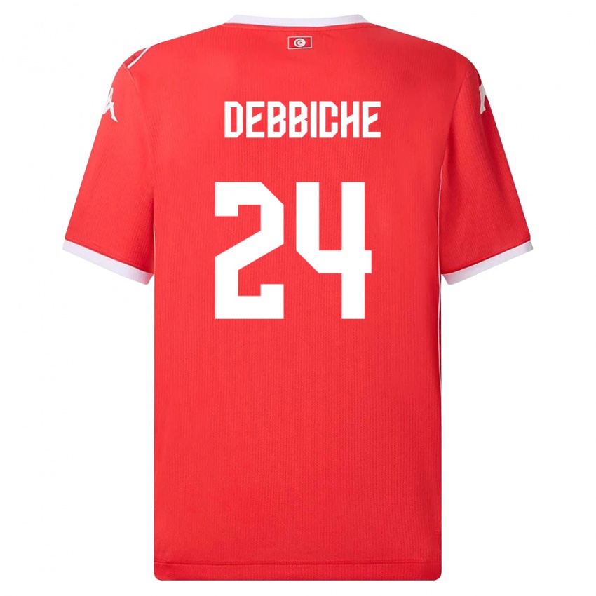 ילדים תוניסיה Wael Debbiche #24 אדום לבן ג'רזי ביתית 26-28 חולצה קצרה