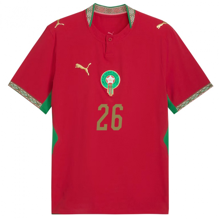 ילדים מָרוֹקוֹ טהא אלאבילי #26 אדום ירוק לבן ג'רזי ביתית 26-28 חולצה קצרה