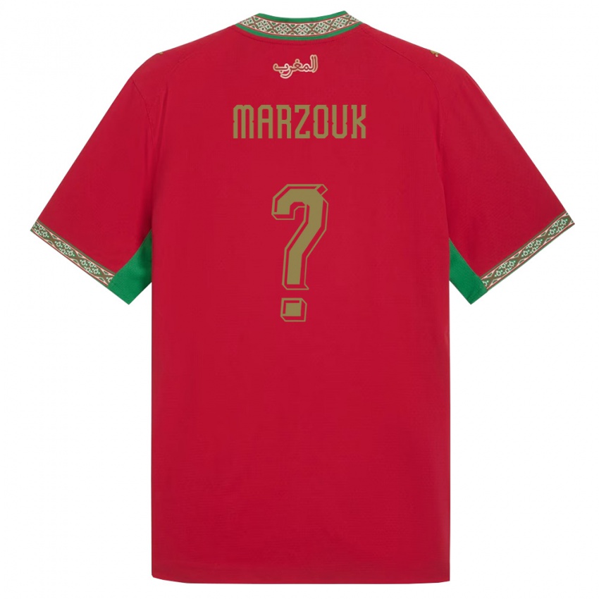 ילדים מָרוֹקוֹ Naïm Marzouk #0 אדום ירוק לבן ג'רזי ביתית 26-28 חולצה קצרה