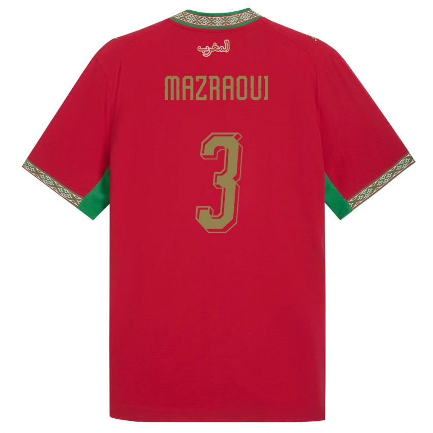 ילדים מָרוֹקוֹ נוסייר מזראוי #3 אדום ירוק לבן ג'רזי ביתית 26-28 חולצה קצרה