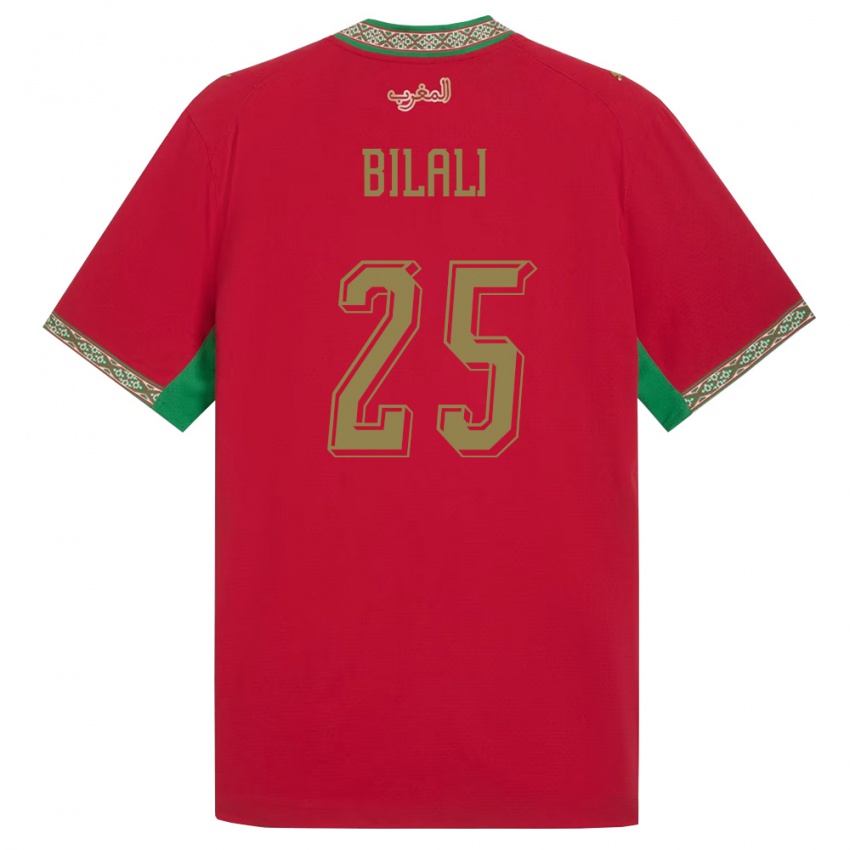 ילדים מָרוֹקוֹ Elias Bilali #25 אדום ירוק לבן ג'רזי ביתית 26-28 חולצה קצרה