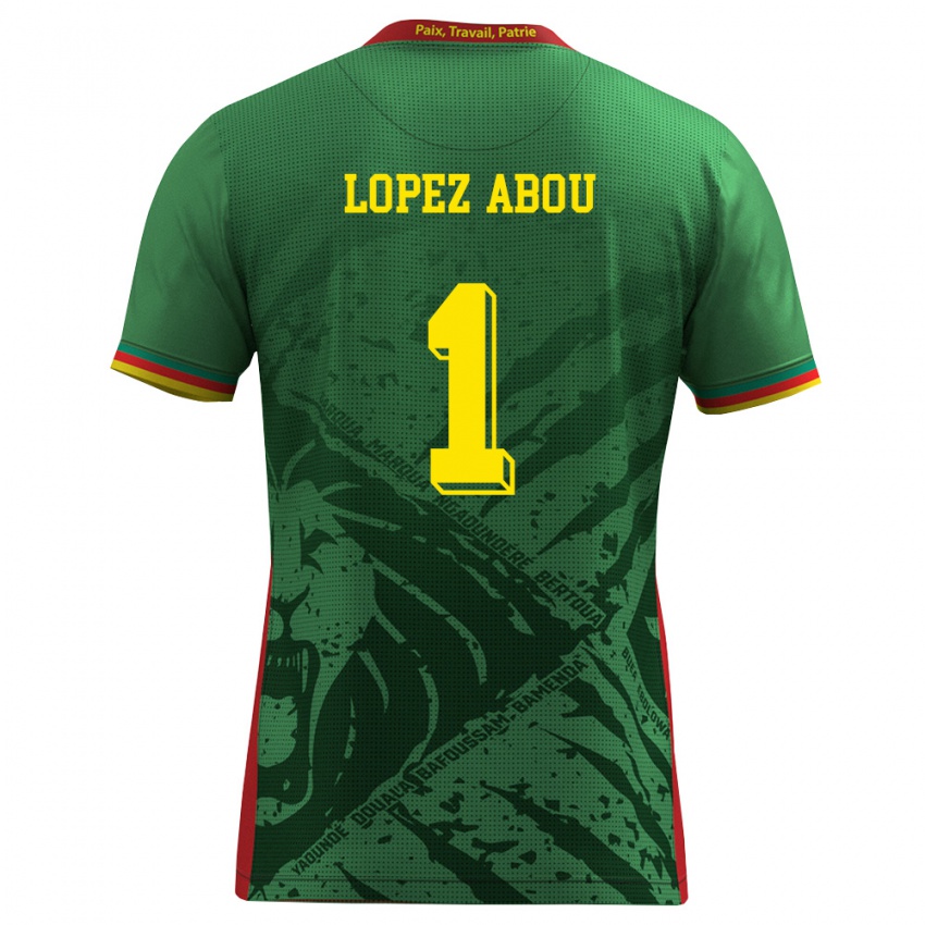 ילדים קמרון Junior Lopez Abou #1 ירוק צהוב אדום ג'רזי ביתית 26-28 חולצה קצרה