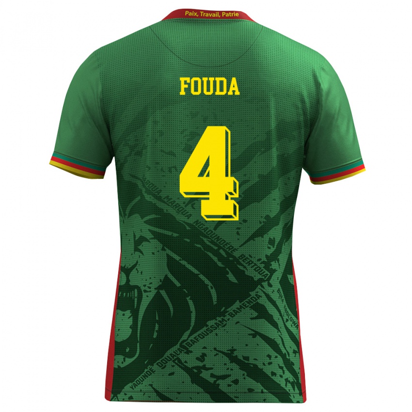 ילדים קמרון Junior Fouda #4 ירוק צהוב אדום ג'רזי ביתית 26-28 חולצה קצרה
