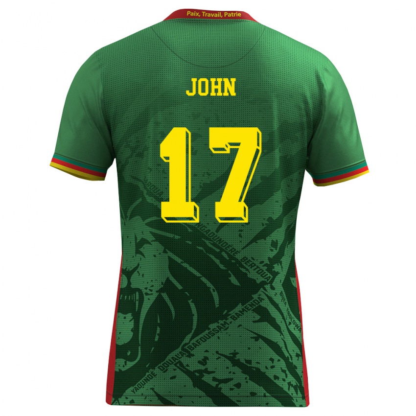 ילדים קמרון נצ'ינדו ג'ון #17 ירוק צהוב אדום ג'רזי ביתית 26-28 חולצה קצרה