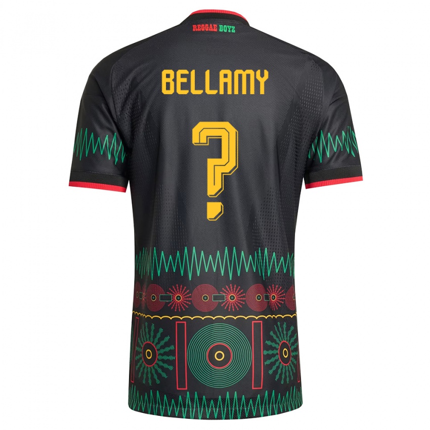 ילדים ג'מייקה Sydney Bellamy #0 שחור אדום צהוב הרחק ג'רזי 26-28 חולצה קצרה
