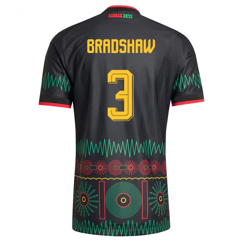 ילדים ג'מייקה Jalani Bradshaw #3 שחור אדום צהוב הרחק ג'רזי 26-28 חולצה קצרה