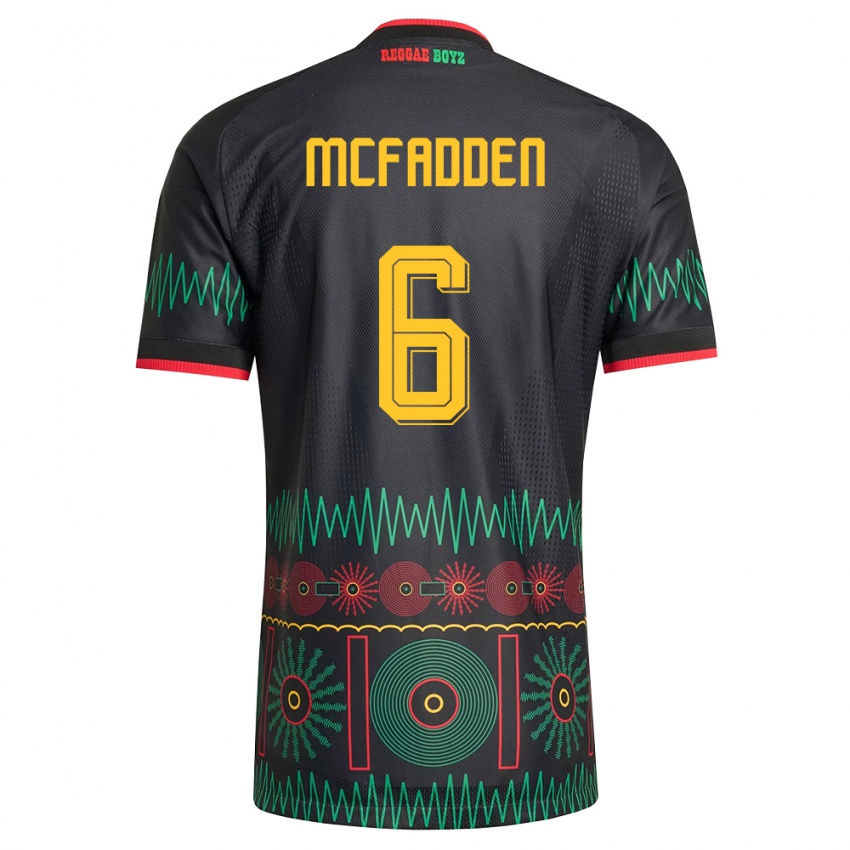 ילדים ג'מייקה Logan Mcfadden #6 שחור אדום צהוב הרחק ג'רזי 26-28 חולצה קצרה