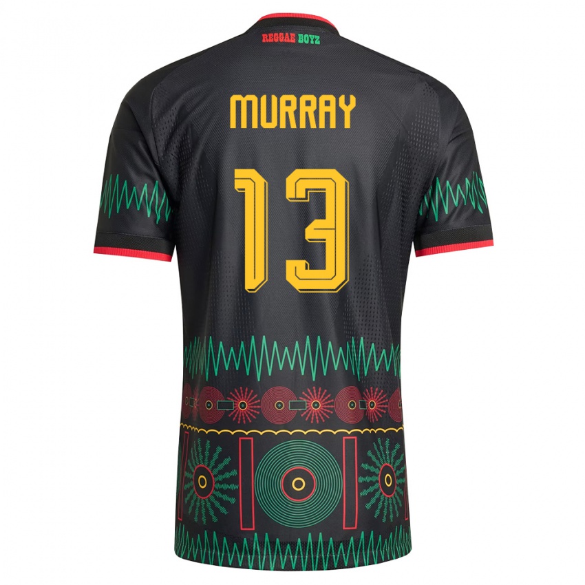 ילדים ג'מייקה Justin Murray #13 שחור אדום צהוב הרחק ג'רזי 26-28 חולצה קצרה