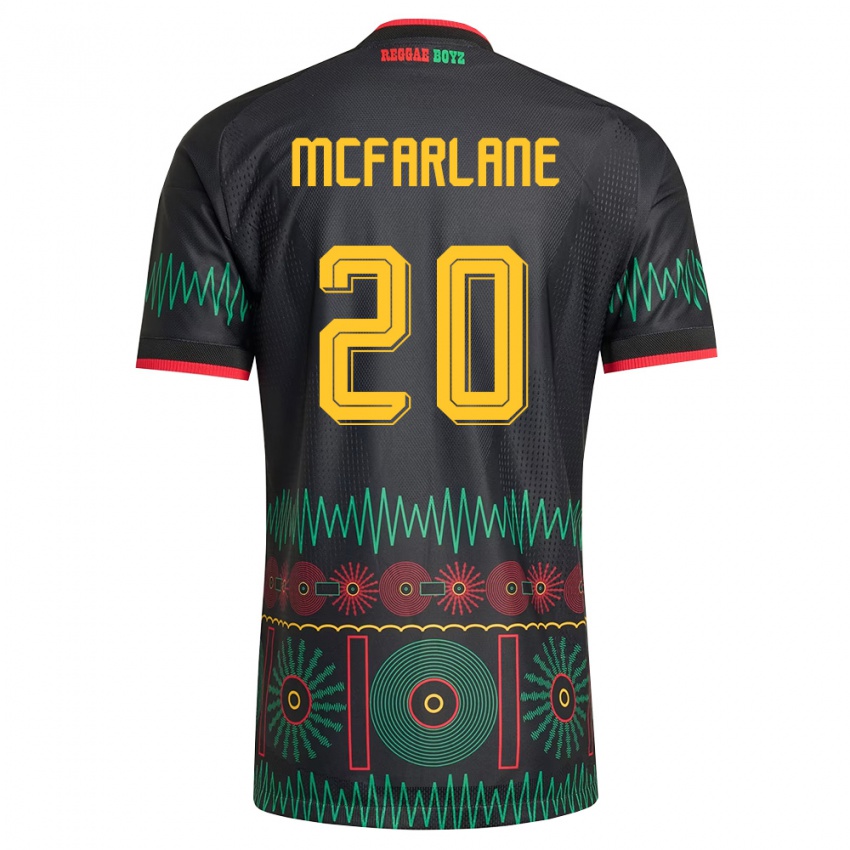 ילדים ג'מייקה Ayden Mcfarlane #20 שחור אדום צהוב הרחק ג'רזי 26-28 חולצה קצרה