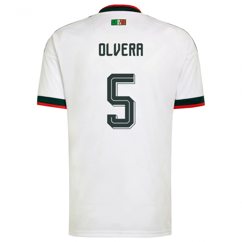 ילדים מקסיקו Ian Olvera #5 לבן בורדו ירוק הרחק ג'רזי 26-28 חולצה קצרה