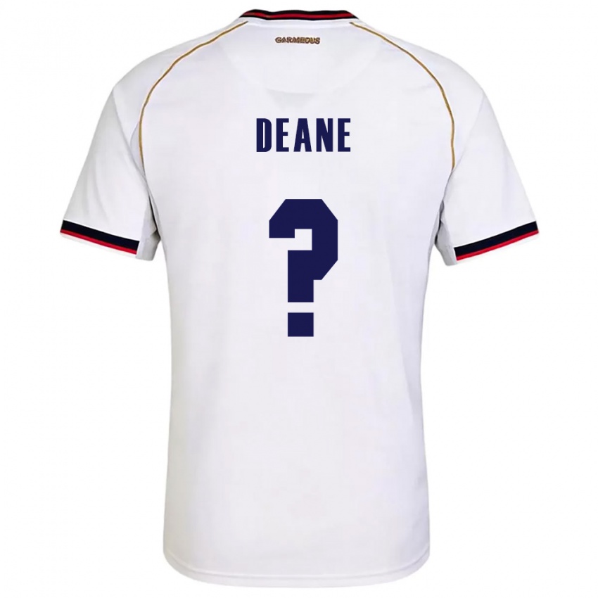 ילדים פנמה Sean Deane #0 לבן אדום הרחק ג'רזי 26-28 חולצה קצרה