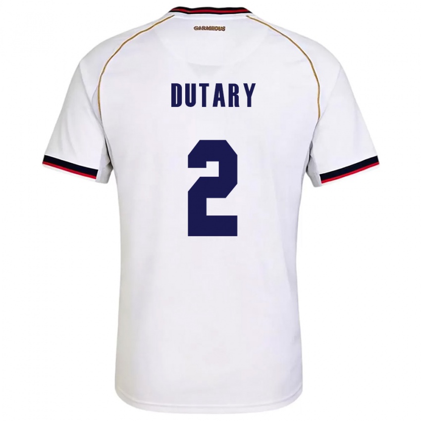 ילדים פנמה Claudia Dutary #2 לבן אדום הרחק ג'רזי 26-28 חולצה קצרה