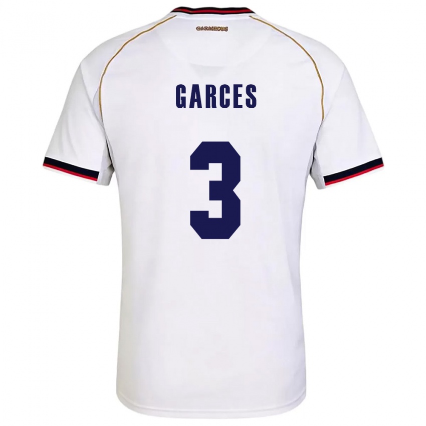 ילדים פנמה Josue Garces #3 לבן אדום הרחק ג'רזי 26-28 חולצה קצרה