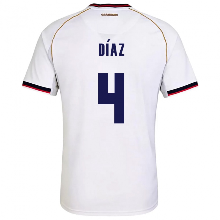 ילדים פנמה Ángel Díaz #4 לבן אדום הרחק ג'רזי 26-28 חולצה קצרה