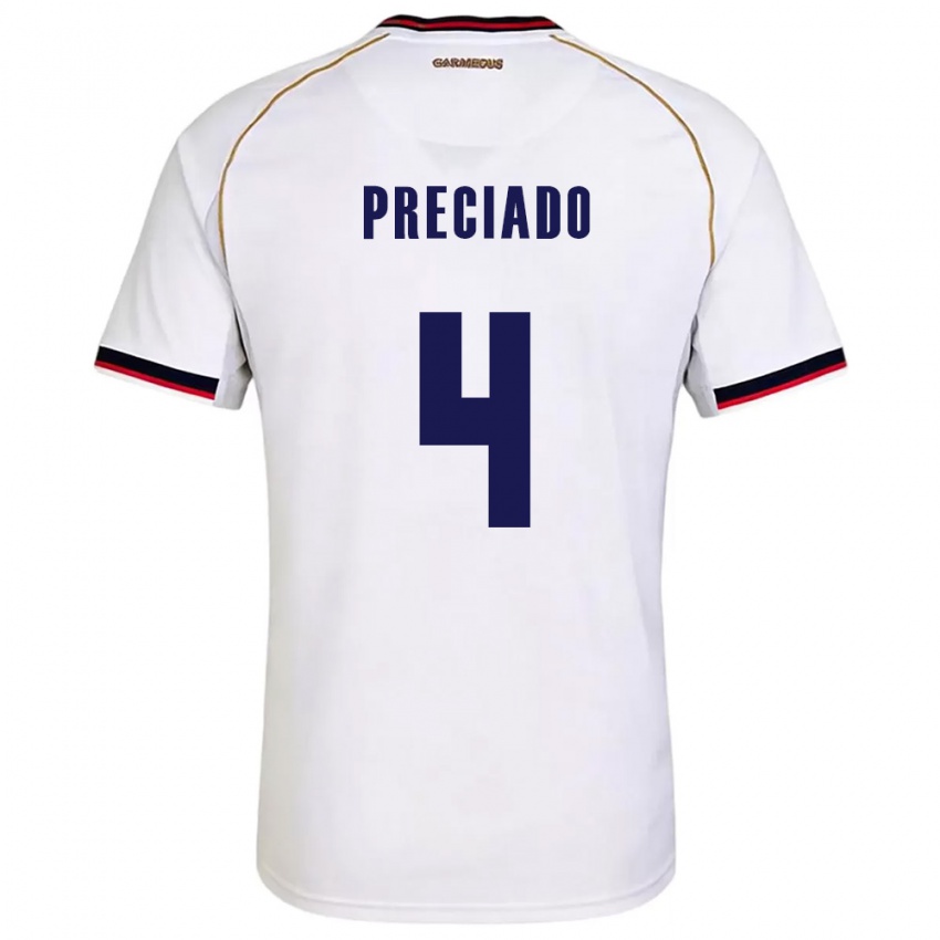 ילדים פנמה Jose Preciado #4 לבן אדום הרחק ג'רזי 26-28 חולצה קצרה