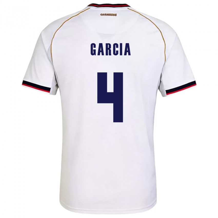 ילדים פנמה Giancarlos García #4 לבן אדום הרחק ג'רזי 26-28 חולצה קצרה