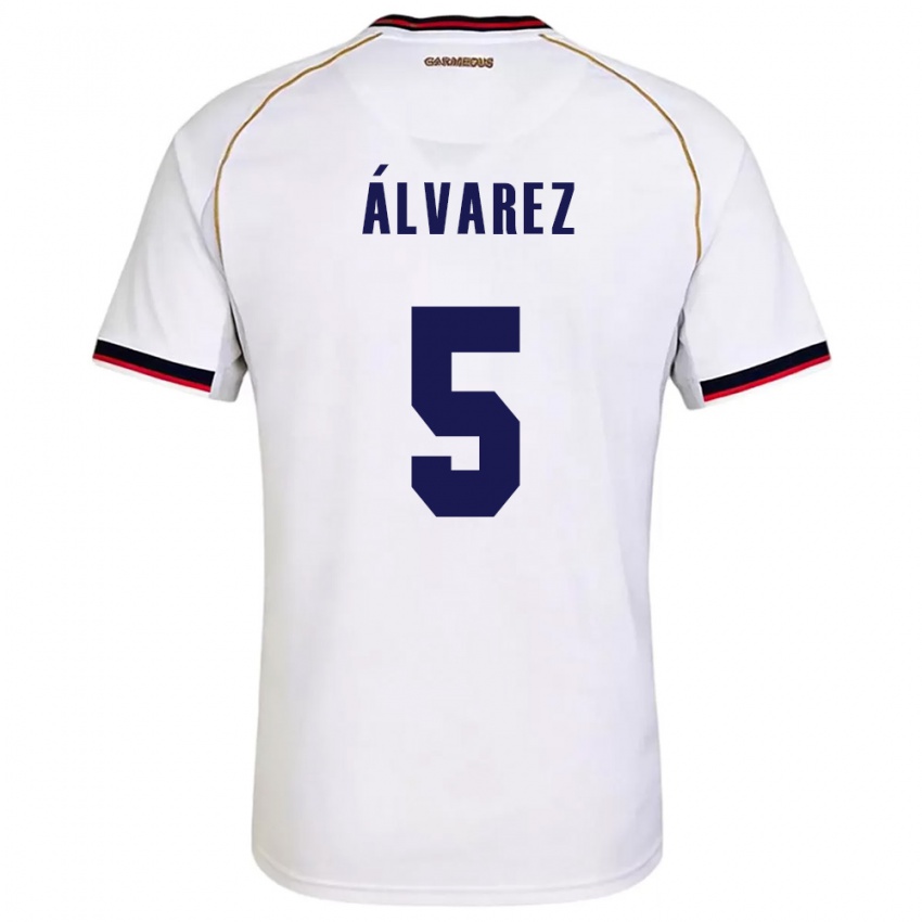 ילדים פנמה Kadir Álvarez #5 לבן אדום הרחק ג'רזי 26-28 חולצה קצרה