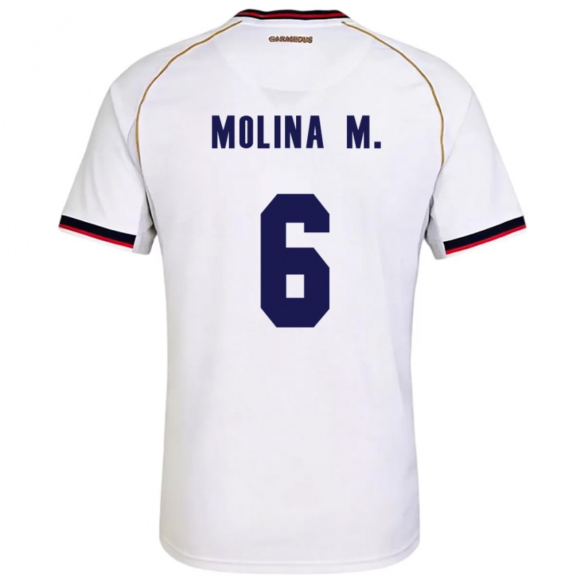 ילדים פנמה Mariana Molina #6 לבן אדום הרחק ג'רזי 26-28 חולצה קצרה
