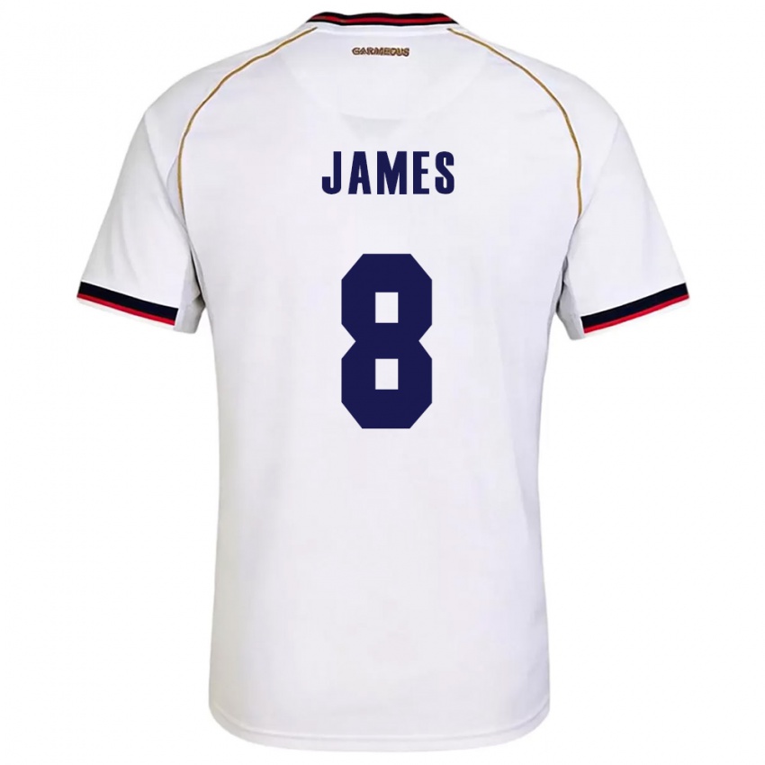 ילדים פנמה Ángel James #8 לבן אדום הרחק ג'רזי 26-28 חולצה קצרה